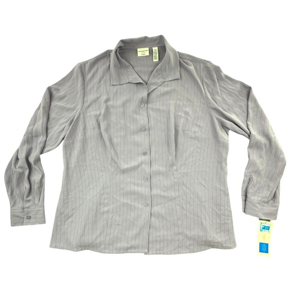 Covington‎ Lavender Pinstriped Long Sleeve Blouse NWT